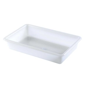 Flat rectangular polypropylene bin