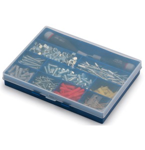 Storage box with blue bottom & transparent lid - MIX F2
