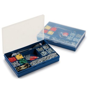 Storage box with blue bottom & transparent lid - MIX F3