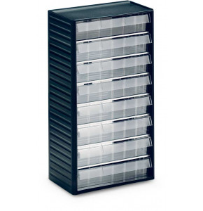 Visible storage cabinet W310 x D180 x H550 mm - 8 drawers WxH 277x59 mm