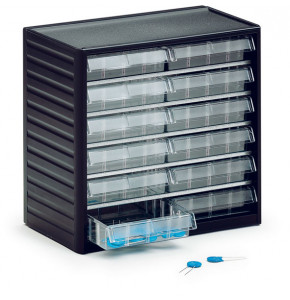 Visible storage cabinet W310 x D180 x H290 mm - 12 drawers WxH 138x37 mm