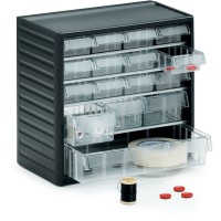 Visible storage cabinet W310 x D180 x H290 mm - 16 mixed drawers