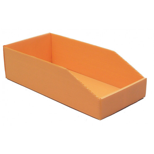 Folding semi open fronted plastic storage box - BB 600 orange