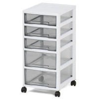 5 drawer wide white cart - ISI 320