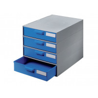 XM drawer-cabinet with 4 blue drawers
