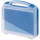 Plastic suitcase with transparent lid, blue bottom and blue locks - serie K2000