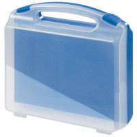 Plastic suitcase with transparent lid, blue bottom and blue locks - serie K2009