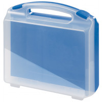 Plastic suitcase with transparent lid, blue bottom and blue locks - serie K2011