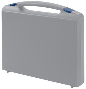 Grey plastic suitcase with blue locks - serie K2010