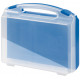 Plastic suitcase with transparent lid, blue bottom and blue locks - serie K2004