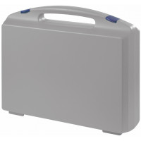 Grey plastic suitcase with blue locks - serie K2003