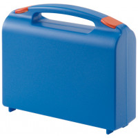 Blue plastic suitcase with red clasps - K2005