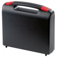 Black plastic suitcase with red clasps - K2005