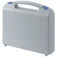Grey plastic suitcase with blue locks - serie K2006