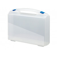 Transparent plastic suitcase with blue locks - serie K2007