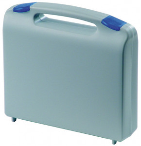 Grey plastic suitcase with blue locks - serie K2012