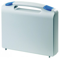 Grey plastic suitcase with blue locks - serie K2011