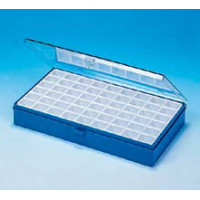 Boîtes couvercle PS cristal V9-22 fond bleu compartiment amovible