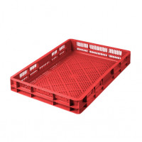 Ventilated plastic crate CA 0148 - Agricultural Crate - Red  - dim Ext 600 x 400 x 75 mm