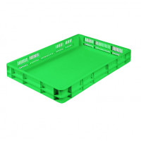 Solide plastic crate - CP 0149 - Green - dim Ext 600 x 400 x 75 mm
