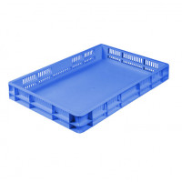 Solide plastic crate - CP 0149 - Blue- dim Ext 600 x 400 x 75 mm