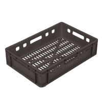 Ventilated agricultural crates CA 0134 black Outer Dim. 600 x 400 x 140 mm
