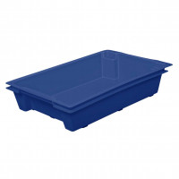 Solid plastic crate CP 0146 - Blue - dim Ext 600 x 400 x 120 mm