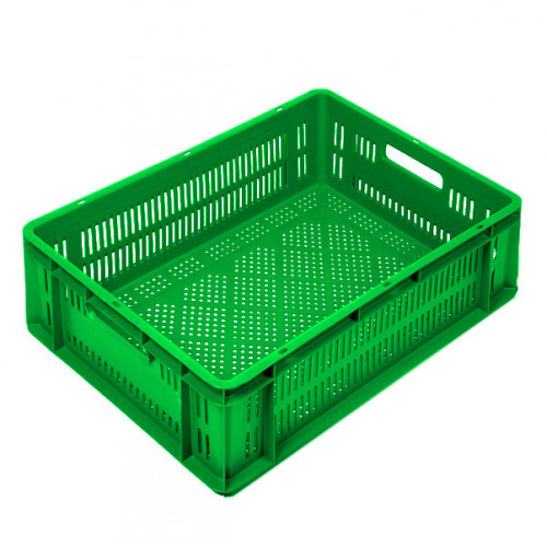 Ventilated plastic crate - CA 0162 - Green - dim Ext 600 x 400 x 160 mm