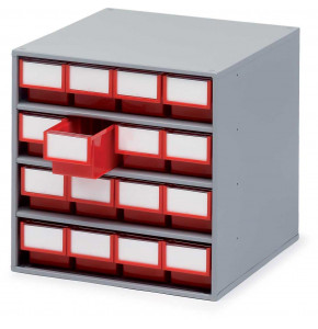 Rack 16 tiroirs rouges prof. 300 mm