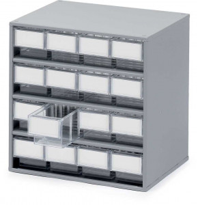 Rack 16 tiroirs transparents prof. 300 mm