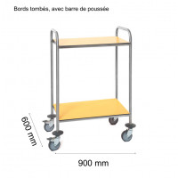 Resin pedestal table with handle - 900x600 mm - 2 trays yellow