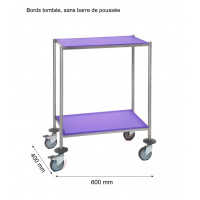 Guéridon résine sans poignée - 600x400 mm - 2 plateaux violet