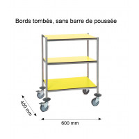 Guéridon résine sans poignée - 600x400 mm - 3 plateaux jaune