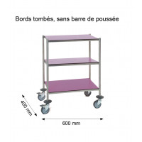 Guéridon résine sans poignée - 600x400 mm - 3 plateaux violet