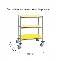 Guéridon résine sans poignée - 750x500 mm - 3 plateaux jaune