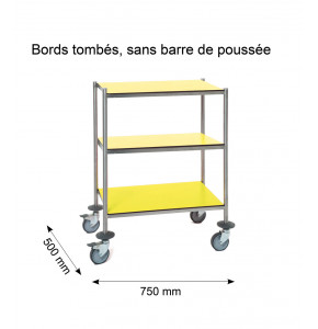 Guéridon résine sans poignée - 750x500 mm - 3 plateaux jaune