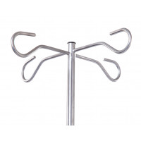 Stainless steel infusion stand - 4 stainless steel safety hooks - stainless steel base