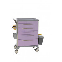 Chariot de soins - 5 tiroirs - Lilas