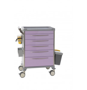 Nursing trolley - 5 drawers - Lilac