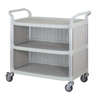 Chariot polyvalent gris clair - 3 côtés fermés -3 plateaux - 1100 x 520 x H1020 mm