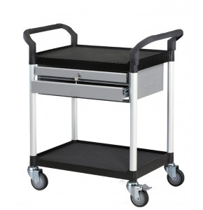Black multipurpose trolley - 2 drawers - 2 shelves - 860 x 480 x H950 mm
