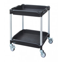 Chariot polyvalent noir 2 plateaux avec rebords - 790 x 480 x H875 mm