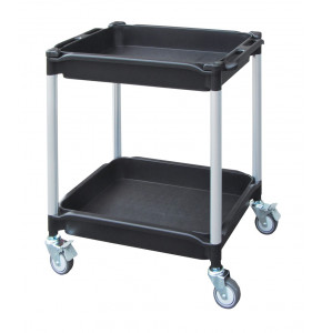 Multipurpose trolley black - with borders - 2 trays - 790 x 480 x H875 mm