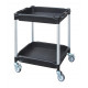 Multipurpose trolley black - with borders - 2 trays - 790 x 480 x H875 mm