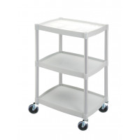 Multi-use plastic light gray trolley -3 trays - 485 x 365 x H800 mm