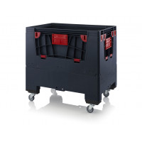 ESD collapsible pallet container with opening flaps - 120 x 80 x 100 - 4 wheels