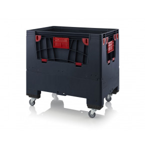 ESD collapsible pallet container with opening flaps - 120 x 80 x 100 - 4 wheels