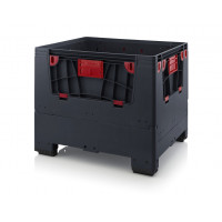 ESD collapsible pallet container with opening flaps - 120 x 100 x 100 - 4 feet