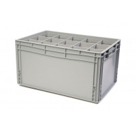 Glassware storage crate with 15 compartments - Height 30,5 cm