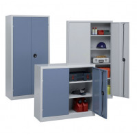Workshop cabinet with grey hinged doors - H198 x 54.6 x D43 cm